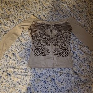 Stylish Beige Graphic Women's Top